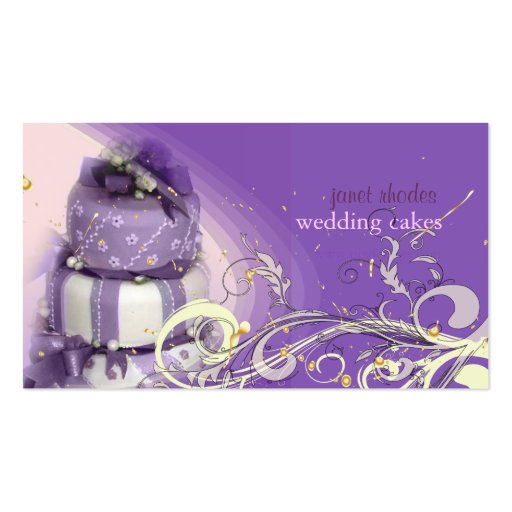 Lilac/lavender/Chocolate cake, bakery Business Card Templates (front side)