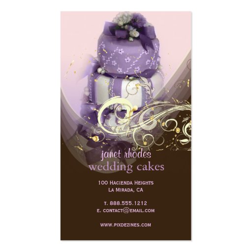 Lilac/lavender/Chocolate cake, bakery Business Card Templates (back side)