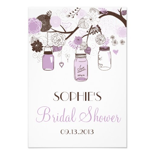 Lilac Mason Jars Bridal Shower Enclosure Card
