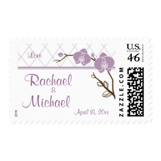 Lilac Orchids Wedding stamp