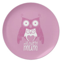 Lilac owl mom plates