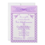 Lilac Polka Dot First Holy Communion Invitation