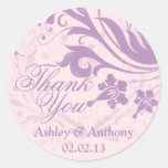 Lilac Purple Blush Floral Wedding Thank You Favor Sticker