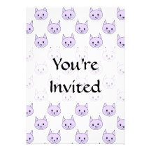 Lilac Purple cat pattern. Custom Announcements