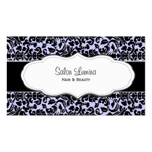 Lilac Purple Damask Business Cards (front side)