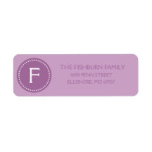 Lilac Purple Muted Monogram Custom Monogrammed Custom Return Address Labels