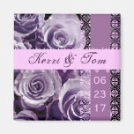Lilac Purple Wedding Rose Bouquet with Lace Fridge Magnets
