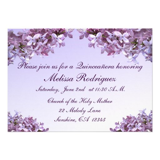 Lilac Quinceanera Invitations
