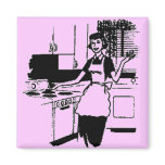 Lilac Retro 50's Housewife in the Kitchen magnets