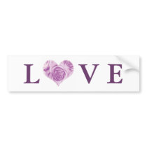 Lilac Rose Heart Love Bumper Sticker bumper stickers
