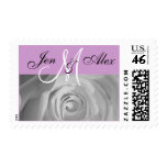 Lilac Rose Wedding Bride and Groom Names Stamp