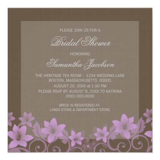 Lilac Rustic Floral Bridal Shower Invite