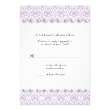 Lilac Scalloped Damask Wedding Reply Card Custom Invites