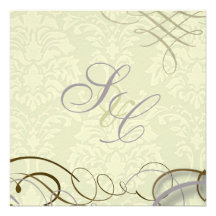 Lilac/scrolls/swooshes/ivory damask announcement