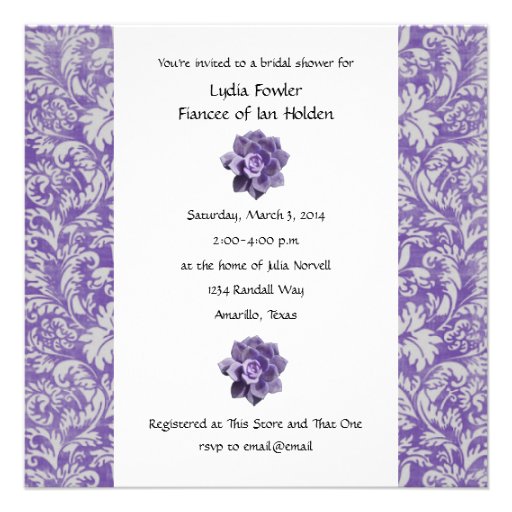 Lilac Succulents Bridal Shower Invitation