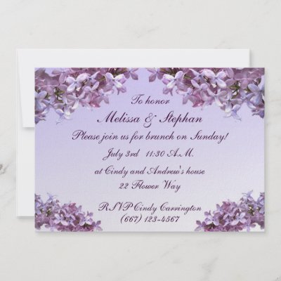 Lilac Wedding Brunch Personalized Invitations by Bebops