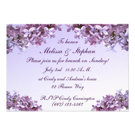 Lilac Wedding Brunch Personalized Invitations