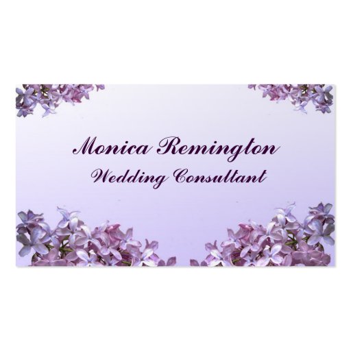 Lilac Wedding Consultant Business Card Template (front side)