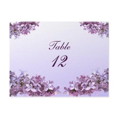 Lilac Wedding Table Number Post Cards