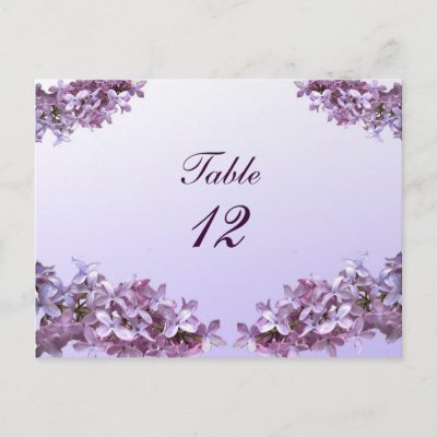 Lilac Wedding Table Number Post Cards by Bebops