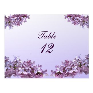 Lilac Wedding Table Number Postcard