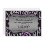 Lilac Wild Night Zebra Print Bachelorette Party Custom Invites
