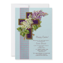 Lilacs and Crucifix Easter Invitation