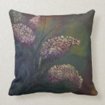 Lilacs and Ladybugs Throw Pillow