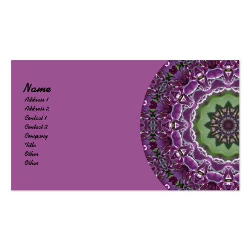 Lilacs Kaleidoscope Business Card Template (front side)