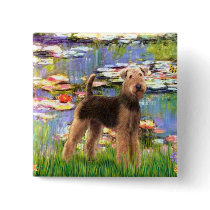 Lilies (#2) - Airedale Terrier (#6) Pinback Button