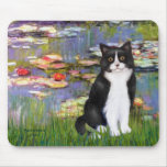 Lilies 2 - Black and White Cat Mouse Pads