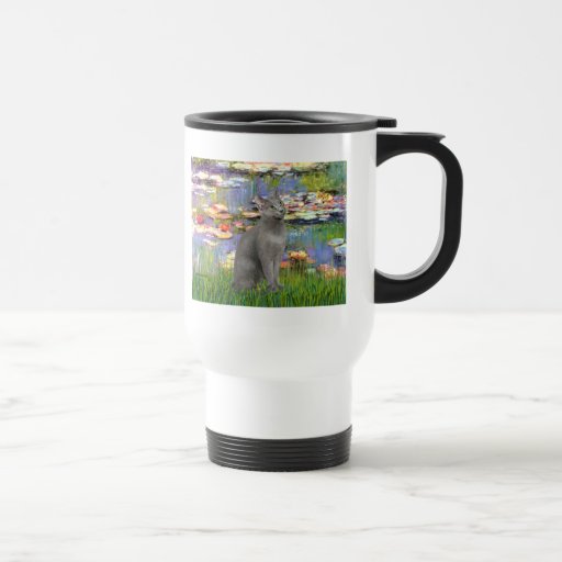 Lilies 2 - Russian Blue cat Mugs