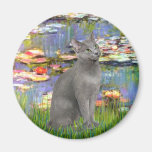 Lilies 2 - Russian Blue cat Refrigerator Magnet