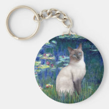Lilies 5 - Blue Point Siamese cat Key Chain