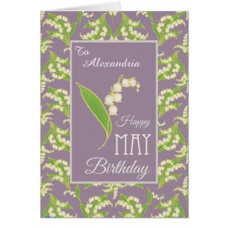 Lilies May Birthday Card to Personalize, Mauve