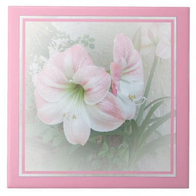 Lilies pink 3 Tile zazzle_tile