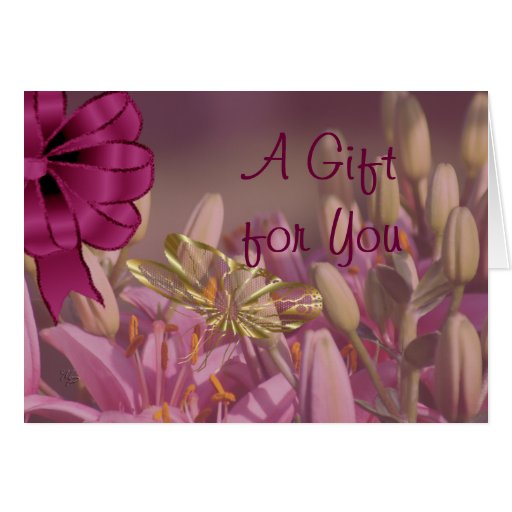 Lilies with Golden Butterfly Gift Card  -customize