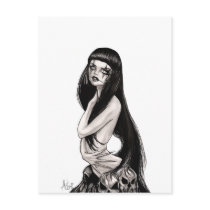 multiple, products, selected, goth, gothic, fantasy, horror, dark, devil, demon, angel, artofjamesadams, illustration, goddess, witch, pinup, fine, art, line, pen, ink, wash, color, voluptuous, cleavage, models, adult, vampire, succubus, horns, dolls, darkness, emotional, melodramatic, female, hot, gorgeous, beautiful, Postcard with custom graphic design