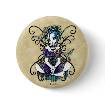 "Lillian" Gothic Hummingbird Fairy Art Button