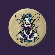 "Lillian" Gothic Hummingbird Fairy Art Button