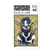 "Lillian" Gothic Hummingbird Fairy Art Postage postage