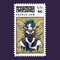 "Lillian" Gothic Hummingbird Fairy Art Postage stamps