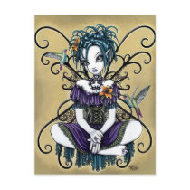 "Lillian" Gothic Hummingbird Fairy Art Postcard by mykajelina "Lillian" Gothic Hummingbird Fairy Art Postcard