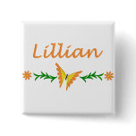 Lillian (Orange Butterfly) Pinback Button