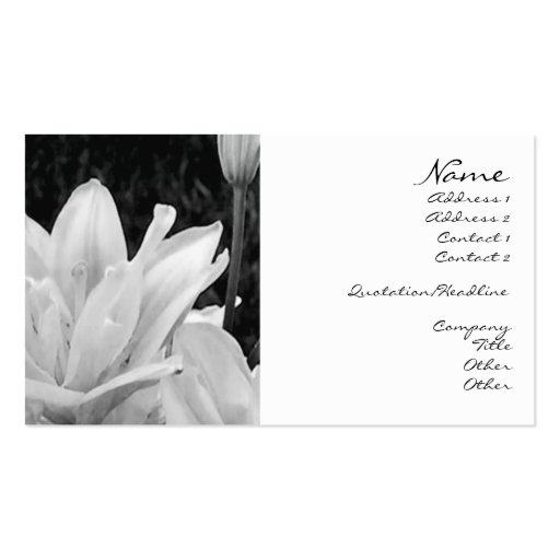 Lillies in Black & White Profile Card Business Card