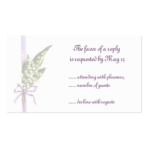 Lilly of the Valley BRIDAL RSVP card Business Cards (back side)