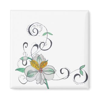 Lilly Scroll Square Magnet magnet