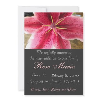 Lily Adoption Announcement invitation
