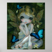 artsprojekt, lily, fairy, lily fairy, waterlily fairy, nymph, lotus, magical, realism, blue morpho butterfly, nixie, blue, morpho, butterfly, magic realism, big, eye, butterflies, waterlily, flower, lilypad, lilies, lily pad, lotuses, blossom, blossums, flowers, art, fantasy, eyes, big eye, big eyed, jasmine, becket-griffith, becket, griffith, jasmine becket-griffith, beckett, jasmin, strangeling, Poster with custom graphic design