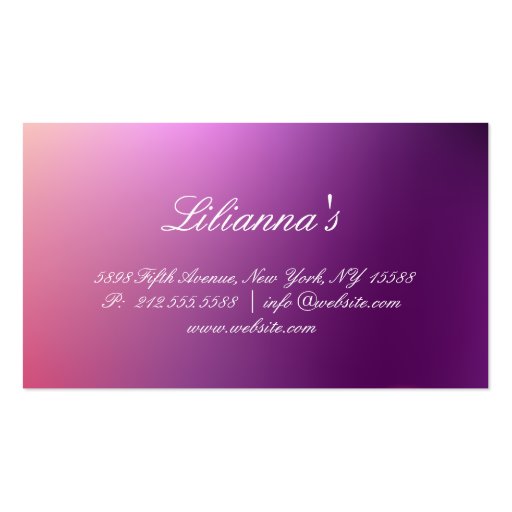 Lily Floral Fashion Clothing Purple Business Card (back side)